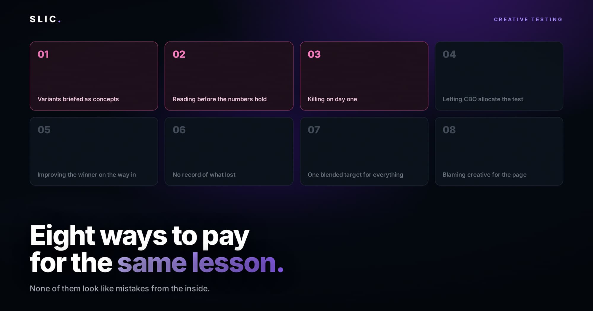 Eight Creative Testing Mistakes That Cost Real Money